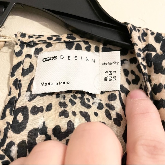 ASOS MATERNITY Leopard Print Short Sleeve Maxi Nursing Dress Women’s 6 - Picture 6 of 7